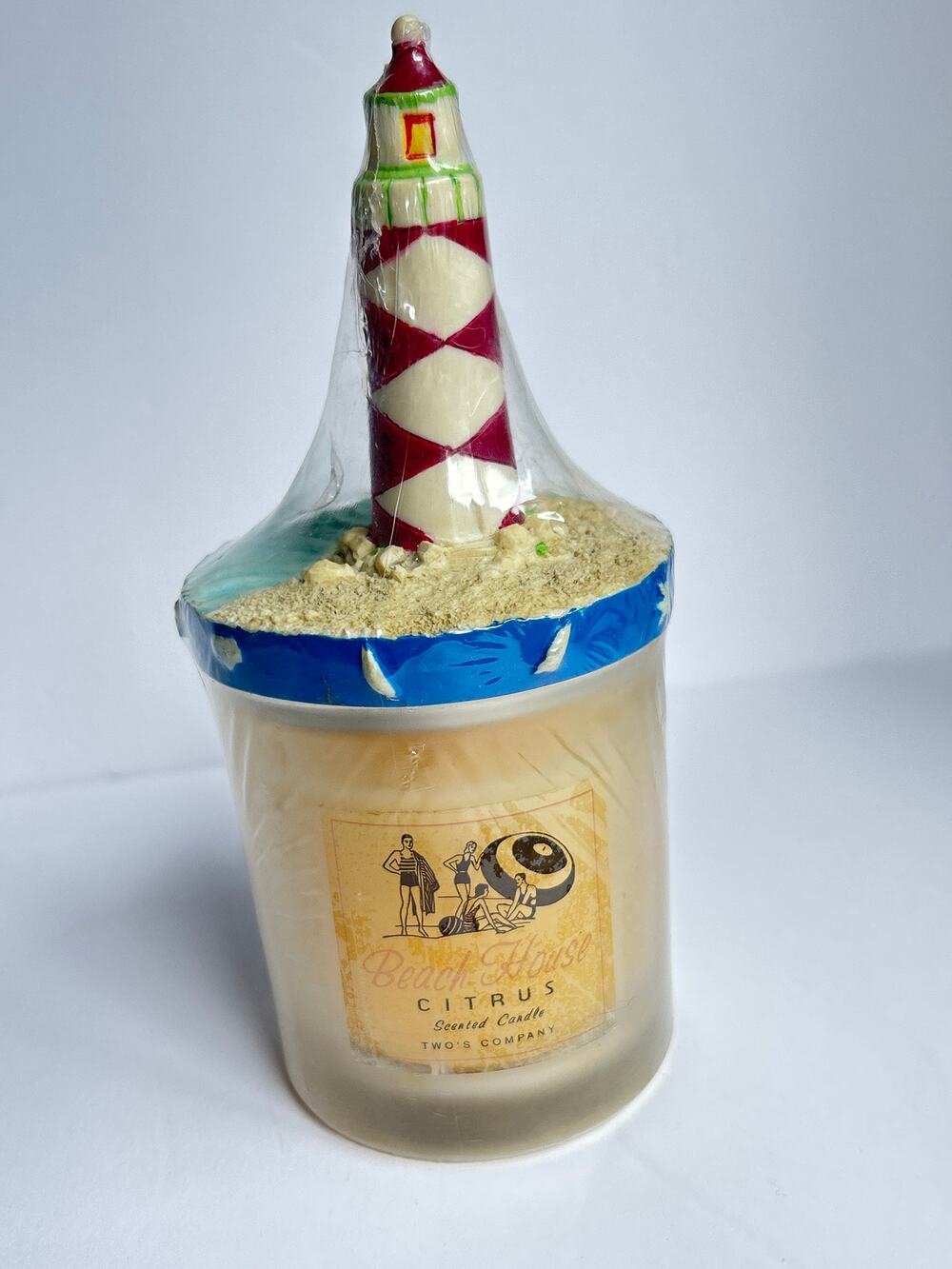 Two's Company Beach House Citrus Scented Candle Beach Lighthouse Candle Topper